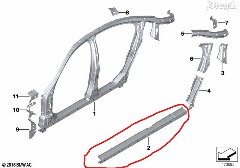 [GYÁRI ÚJ] BMW JOBB OLADLI KÜLSŐ KÜSZÖBMERERVÍTŐ | 5-ÖS / M5 | 4100 7